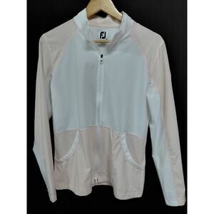 FJ Shell Full Zip Jacket White Solid Knit Women Size M